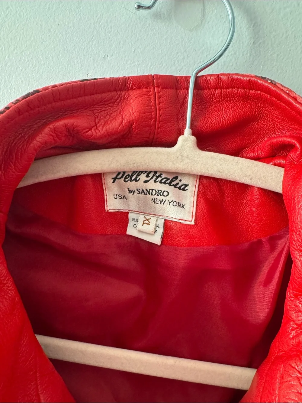 Pell’ Italia By Sandro Vintage Red Snake-Print Leather Jacket